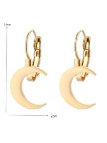 2pcs Simple Gold Smooth Crescent Earrings Creative Personalized Female Gift