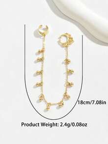 1 件时尚优雅奢华金色流苏吊坠鼻链耳环 - 无穿孔鼻环耳环 - 适合女性日常佩戴、派对、宴会、婚礼 - 彩色 - 查看 4