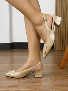 Sandales à talons hauts kaki élégantes et à la mode pour femmes, confortables, à bout pointu et à talon épais, style babies, pour l'été