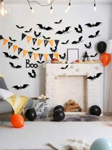 24/48/96 Stück Fledermäuse die im Dunkeln leuchten 3D Fledermaus Ausschnitte, Halloween Dekorationen mit leuchtenden Augen aus Papier, schwarze Plastikaufkleber Fledermäuse für Innen- und Außenbereich gruselig und beängstigend, PVC Fledermäuse für Innen- und Außenbereich Halloween, Halloween Dekorationen, Halloween Außendekorationen, Halloween Party Zubehör