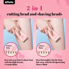 ENSSU 1 Set rosa 2-in-1 multifunktionaler Damen Bikini Trimmer Elektrischer Rasierer Epilierer Hautpflege Schönheitspflege Tool, Dual-Köpfe mit LED-Licht, 1 Stunde Schnellaufladung mit Ladestation, wasserdicht für die Dusche geeignet, passend für Gesicht/Achseln/Arme/Körper/Bikinizone, Geschenkboxverpackung ideal für Muttertag, Valentinstag, Internationaler Frauentag, inklusive Aufbewahrungstasche für einfaches Reisen