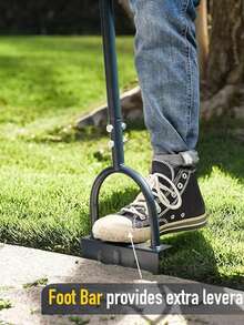 Recortadora de bordes de pasto con forma de media luna, herramienta de jardinería con mango en T, recortadora de bordes de acera con mango largo, 38 pulgadas - Negro - Ver 3