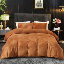 DIvellow Velvet Duvet Cover Queen Set Sage Green Comforter Cover 3Pcs Ultra Soft Cover Breathable Solid Luxury Flannel Velour Duvet Cover Zipper Closure Corner Tie - Brown Orange - 查看 1