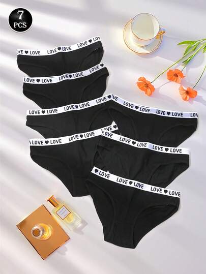 7Pcs Low Waist Briefs Women Letter Belt Underwear Women Knickers Women Comfortable Panties Pack Set Lingerie Sexy Knickers Solid Panty SeamlessPanties For Women Black Shorts Halloween Costume For Women Fall Clothes For Women