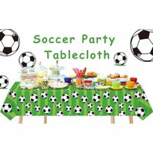 1Pc, Green Soccer Party Tablecloth Soccer Theme Birthday Table Cover Decoration Soccer Party Supplies Favor Green Football Tablecloth Table Decoration Bachelor Sports Game Party