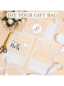 10 Transparent Frosted Plastic Gift Bags (With Ribbon/Ribbon Length Of 40cm). Equipped With A 40 Centimeter Long Thread That Requires Manual Sewing. Reusable Transparent Gift Bag, Wrap Around Gift Bag (With Tie) Including Ribbon. Suitable For Gift Givers. (One Ribbon Per Bag)