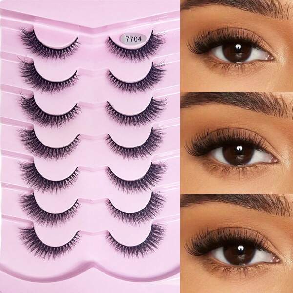 10 pièces de faux cils en forme de D à effet de croisement et ébouriffés, style de grappe naturel et épais, application facile pour les débutants, convient pour les photos, le maquillage, la scène et le port quotidien, fibre noire courte et mini