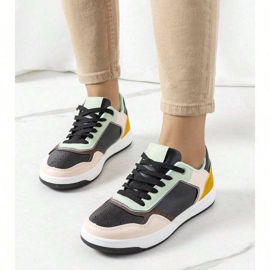 女士撞色舒适休闲运动鞋，百搭日常穿着
