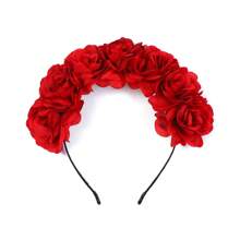 1 Stück Blumen-Stirnband für Erwachsene zum Fotografieren, Braut-Rosenblüten-Haarreif im Boho-Stil, Haarband Diadema für Frühling/Sommer