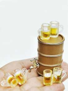 1:12 Dollhouse Accessory - Wooden Beer Barrel/Wine Barrel Set With Bucket Top, Mini Wine Glass/Beer Glass, Mini Wooden Beer Sign, DIY And Decorate Your Own Perfect Project!