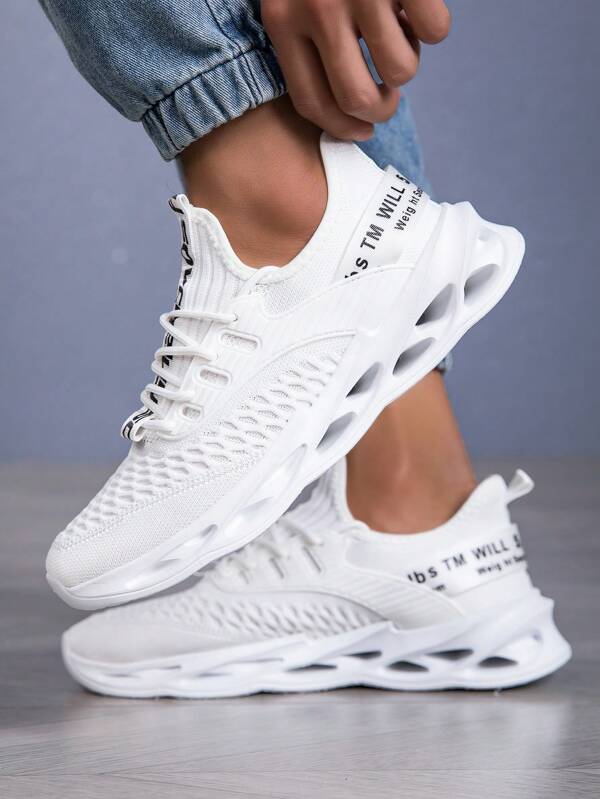 Męskie perforowane oddychające dzianinowe sportowe buty do biegania, buty do biegania Blade Shock Absorption Road, lekkie i wygodne buty do chodzenia na zewnątrz