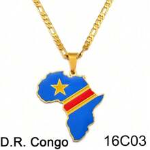 1 件 3.8 厘米嘻哈非洲地图吊坠项链首饰