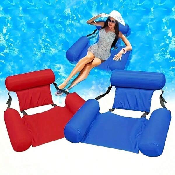 Three-Tube Inflatable Lounge Chair, Luxurious Inflatable Water Lounge Chair - Durable PVC Floating Bed Sofa, Foldable And Portable, Suitable For Various Scenarios (Swimming Pool, Beach Party, Beach Play, Courtyard And Outdoor Activities), Birthday Gifts And Various Holiday Gifts