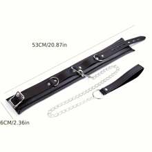Sponge Neck Collar With Chain Leash Leather Sex Toy Lockable Couple Items SM Product