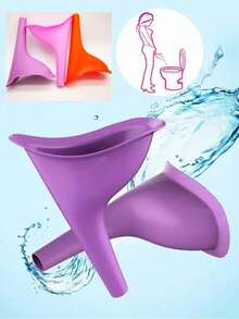 1pc Portable Silicone Urination Funnel For Women, Compact Foldable Design With Carrying Case - Reusable Standing Urination Device For Female, Suitable For Travel, Camping, Hiking, Sanitary Cleaning Accessory Summer Cooling,Beach,Travel - Purple - View 10