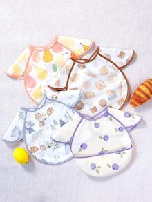 1PC Waterproof Baby Bibs,Infant Toddler Feeding Bib With Food Catcher,Easy Clean & Washable