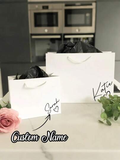 1pc Custom Gift Bags, Personalized Gift Bags, Custom White Heart-Shaped Wedding Gift Bags, Wedding Bridesmaid Gift Bags, Ribbon Tie Gift Bags, Birthday Gift Bags, Welcome Gift Bags, Large-Capacity Wedding Party Gift Bags,Multi-Functional,Durable,Ornamental,Reusable,Exquisite,Stylish,High-Quality,Colorful,Modern,Custom,Personalized,Unique,Ideal Gifts For Him,Ideal Gifts For Her,Boyfriend,Dad,Girlfriend,Mom,Family,Friends,Tea Room,Home,Garden,Office,For Anniversaries,For Valentine's Day,For Mother's Day,For Birthdays,For Father's Day,For Graduation,For Weddings,For Housewarming,Xmas Decoration, Autumn Home Refresh