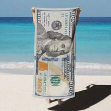 White 100 Dollar Bill Patterned Beach Towel Microfiber Soft Boys Beach Towels Large Size Bath Pool Spa Travel Funny Beach Towel Bathroom Towels Set 27.5x 55.1'' Quick Dry Sand Proof Lightweight