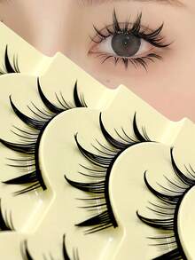 Asiteo 5 Pairs Cartoon Style False Eyelashes, Lightweight & Fluttery Anime False Lashes, Natural Makeup Effect, Fluffy Spiky Doll Lashes, Cartoon Eyelashes - 尖尾漫畫款 - 查看 7