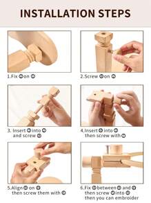1 قطعة إطار خياطة متعدد الوظائف من الخشب عالي الجودة بلون بيج للتطريز اليدوي، قابل للتدوير، سهل التركيب، مناسب للخياطة من زوايا مختلفة، يأتي مع 1 حلقة تطريز