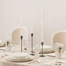 3pcs/30pcs Set Cone Candle Holders, Black, Silver, Rose Gold, Gold Metal Candle Stands Suitable For Weddings, Parties, Fit Candles & LED Candles 1.91cm Thick Home Decor Halloween Decor Fall Decor Room Decor