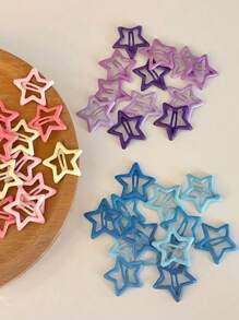 20pcs Colorful Star Barrettes, Multicolor Hair Clips, Cute Snap Hairpins, Star-Shaped Metal Hairpins, Kawaii Hair Accessories, Hollow Small Star Cute Metal Five-Pointed Star Snap Hair Clips, Suitable For Women, Girls And Babies Back To School