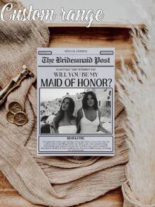 1pc- Customized Newspaper Bridesmaid Proposal Cards, Personalized Customized Photo Bridesmaid Proposal Cards, Bridesmaid Information Cards, You Are Willing To Be My Bridesmaid Card, Thank-You Cards, Bridesmaid Invitations, Create Your Own Card With Text Added, Customized Bridesmaid Commemorative Occasion Cards,Art Activities For Personal Items