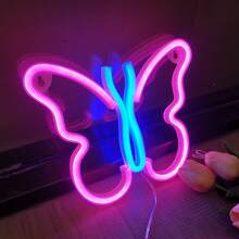 1 件霓虹蝴蝶装饰灯带，墙壁艺术，USB/电池供电，尺寸 8.86x7.48 英寸（约 22.5x19 厘米），适用于卧室、客厅、情人节派对、圣诞派对、婚礼、家居、酒吧 - 彩色 - 查看 4
