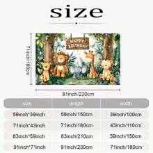 Fundal de ziua de naștere în junglă pentru animale sălbatice, dimensiune, fundal de fotografie din poliester, decorare de petrecere cu desene animate la grădina zoologică, material textil de fundal foto pentru botez, fundal de petrecere cadou, nu necesită electricitate