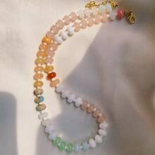 manbara 疊積塗鴉OOAK 2024海灘波西米亞彩色珠寶創意手工混合寶石天然石頭串珠項鍊女士首飾批發疊積塗鴉OOAK