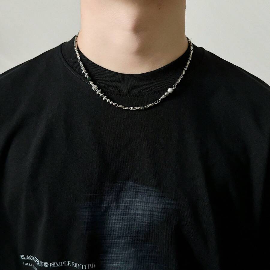 1 Stück Titanstahl Splicing unregelmäßige Schlüsselbein Kette im klassischen Hip-Hop Stil, geeignet für Herren und Damen als vielseitiges hochwertiges Accessoire für den Alltag
