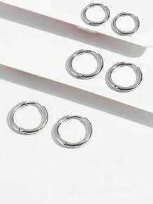 1 Set Of Multiple Summer Vacation Style Stainless Steel Ring Earrings Gold Earrings/Silver Eaeeings Jewelry Bohemia Earring Fashionable Simple Earrings For Men And Women To Wear Daily