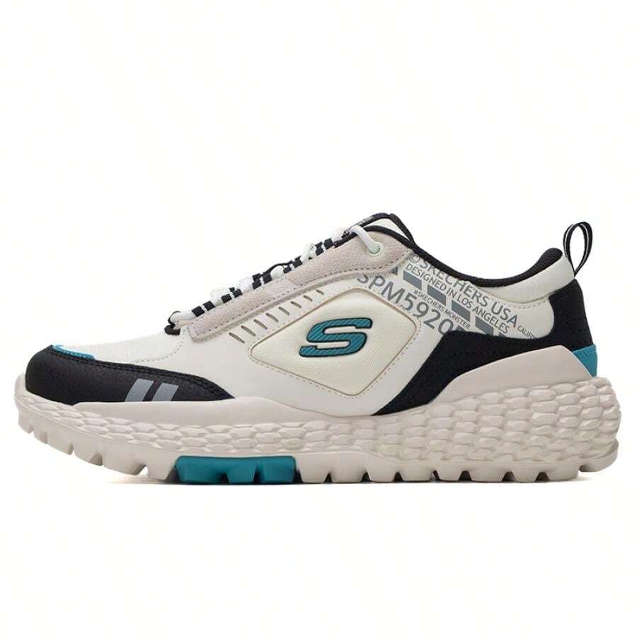 Skechers 男式弹力缓震跑步鞋，室内健身鞋，51715-WBK - 白色/黑色 - 查看 1