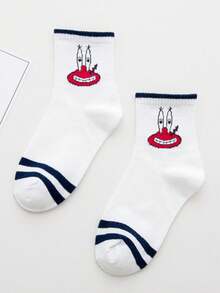 SPONGEBOB 1/3/5双装女士透气高弹卡通海绵宝宝印花中筒袜，吸湿排汗抗菌除臭时尚趣味表情薄款船袜，适合夏秋穿着 - 彩色 - 查看 11