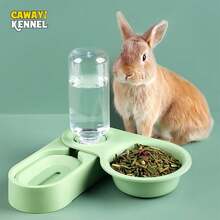 Pet Rabbit Chinchilla Guinea Pig Food Bowl Auto Feeder All-In-One Splice Food Bowl Drinking Fountain Raised Standing Dish Bowl - Green - View 1