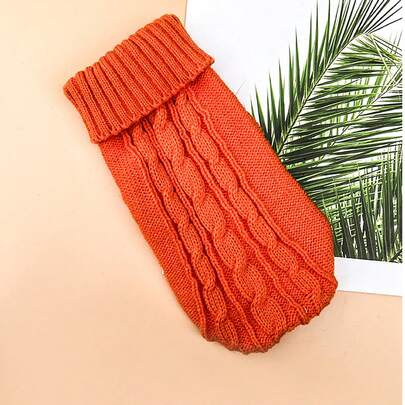 1pc Solid Color Twist Cord Textured Sweater