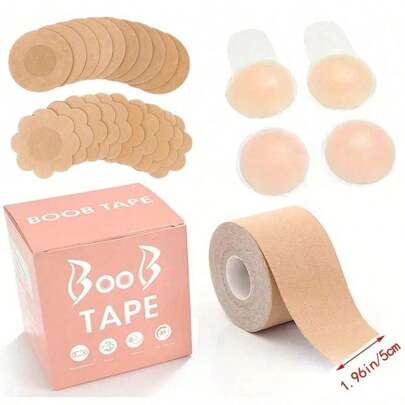 1 Set Of Invisible Sports Accessory Kit, Including Bandage, Large Bust Lift Tape, Body Tape For Bust Lift, Bust Support Body Tape, Lift Stick-On Pad, Women Lingerie And Lingerie Accessories Gym Accessories Sales Sports Tape