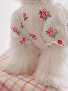 1 Pet Flowery Pattern Dress , Suitable For Small And Medium-Sized Cat And Dog Pet Dresses, Suitable For Summer Holiday Gift Dog Clothes Dog Supplies Cat Things Spring And Summer Dress Pet Clothes