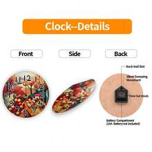 10-Inch/25CM Silent Wall Clock Geometric Landscape Featuring Colorful Trees, Rolling Hills, And A Small House. Round Wooden Wall Clock, Farmhouse Decoration For Living Room, Kitchen, Bedroom, 36V Or Below, AA Batteries Not Included - 1pc - 查看 4