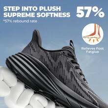 Women's Slip On Walking Shoes Hands-Free Cushion Running Tennis SwiftPlush Non-Slip Comfortable Workout Gym Athletic Fashion Sneakers - màu đen - Xem 2