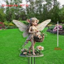 [2D Flat] 1pc Bohemian Style Angel Fairy Garden Stake, 5.91" X 7.87" Acrylic Garden Decor Sign, Waterproof And Scratch-Resistant, Multipurpose Indoor/Outdoor Decoration For Patio And Lawn, Suitable For Various Room Types, Ideal For New Year, Easter, St. Patrick's Day, Valentine's Day, No Electricity Required