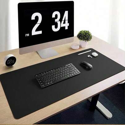 A Hand-Sewn Edge, Extra-Large Size Genuine Leather Touch Mouse Pad, Desktop Office E-Sports Mat, Anti-Slip And Waterproof, Suitable For Study Desks And Leather Pads.