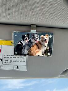 1pc Universal Adaptation PVC Magnetic Pole Sheet Car Visor Clip - Giá đỡ tấm che nắng dạng ví trưng bày ảnh, Phụ kiện xe hơi cho thú cưng dễ thương, Quà tặng lý tưởng cho cặp đôi nhân ngày lễ tình nhân - Nhiều màu - Xem 7