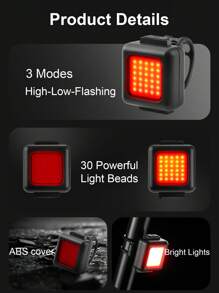 1 pezzo Mini luce anteriore e posteriore per bicicletta multifunzionale in ABS, ricaricabile USB, alta luminosità, adatta per ciclismo, escursionismo e campeggio all aperto