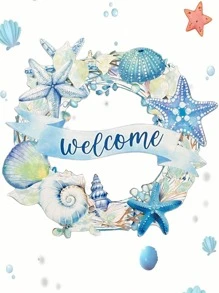 Ocean Themed Decorative Wooden Wall Hanging - 20*20*0.5cm, Starfish And Shell Elements Decor, Create Warm Coastal Atmosphere, Perfect Summer Decoration