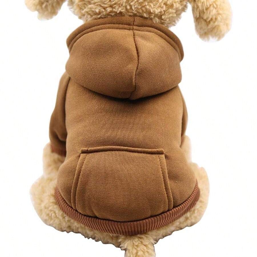 SKKREWinter Dog Hoodie Sweatshirts With Pockets Warm Dog Clothes For Small Dogs Chihuahua Coat Clothing Puppy Cat Custume Coffee Small 2n1b - Small - View 1