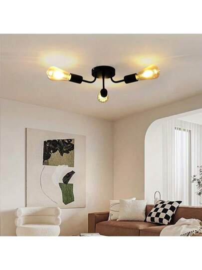 Nordic Ceiling Light, Simplistic Bedroom/Dining Room/Study Iron Art Hang Lamp, Bulbs Not Included view 2