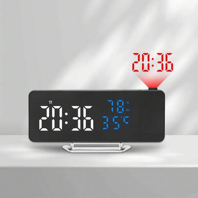 [LED Alarm Clock] LED Digital Projection Alarm Clock | Modern, Adjustable Brightness, 12/24H Format, Temperature, Date & Humidity Display, USB Powered For Bedroom, Home Office (Adapter/Battery Not Included) Room Decor Digital Clock Bedroom Decor Dormitory Decor Back To School School Decor School Surprise Home Decor School Supplies