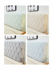 1pc Jacquard Bed Headboard Cover Solid Color Elastic Bed Head Slipcover Leaves Printed All-Inclusive Bed Backrest Cover Bedroom Dirt Proof High Elasticity Easy To Install