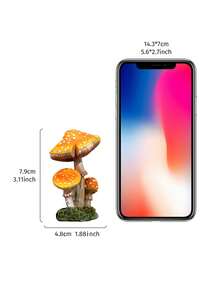 1 件逼真的 3D 树脂手绘蘑菇装饰饰品，家庭花园花盆微景观装饰 - 彩色 - 查看 7